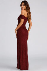 Formal Glitter Wrap Dress