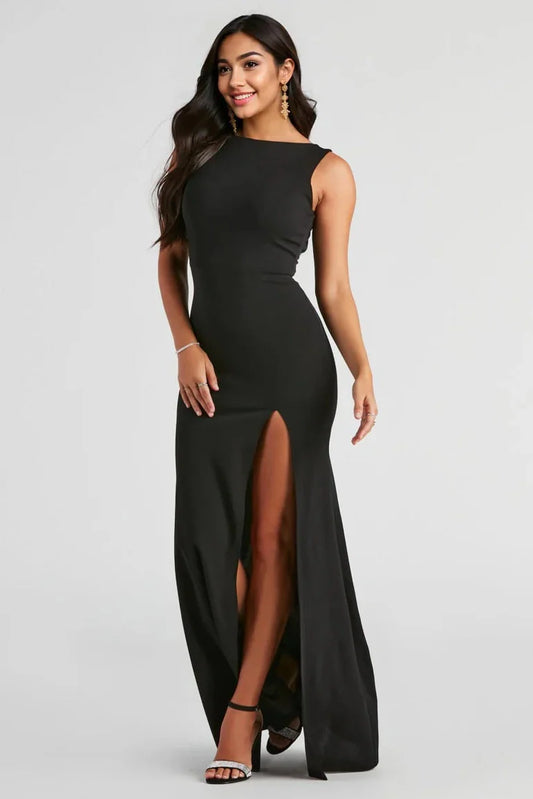 Addie Formal Open Back Crepe Dress