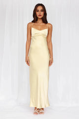 The Samara Satin Maxi Dress Yellow