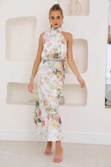 Switch Me Satin Maxi Dress Sage Floral