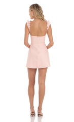 Ruffle Strap A-line Dress in Pink