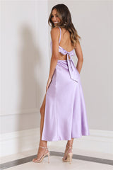 Standing Tall Satin Midi Dress Lilac