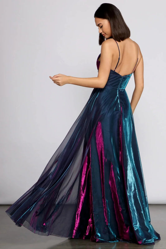 Vanda Formal Iridescent Metallic Dress