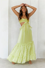 Enchanted Woods Halter Maxi Dress Lime