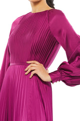 Long Sleeve Formal Pleated Dress