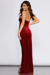 Velvet Wrap Formal Dress