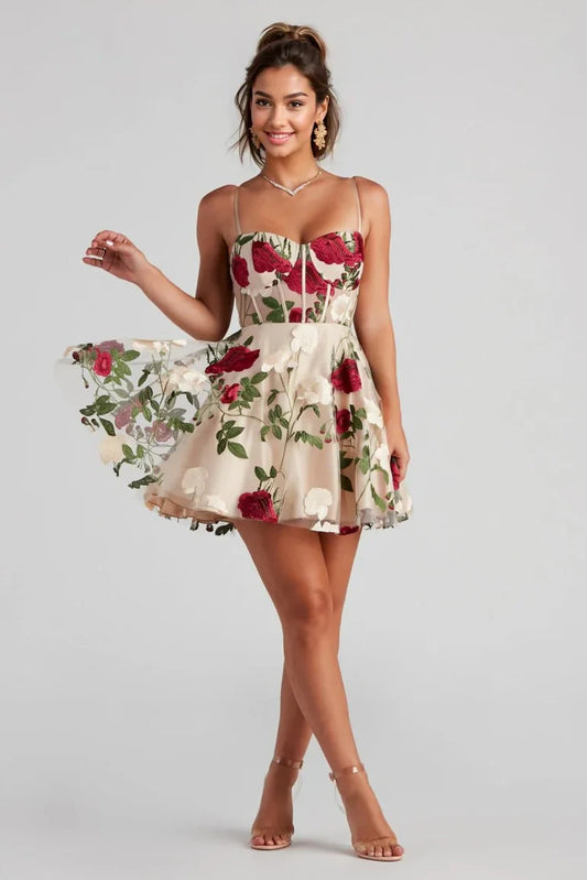 Floral Bustier Party Dress