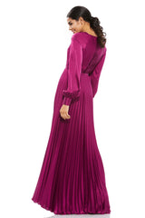 Long Sleeve Formal Pleated Dress