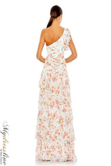 Long Formal One Shoulder Print Gown