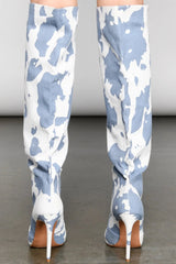 Moo Over Denim Knee-High Stiletto Boots