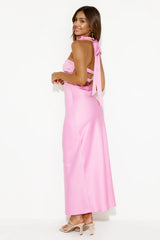 Forever Trend Strapless Satin Maxi Dress Pink