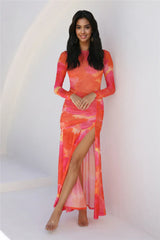 Olivia Maxi Dress Orange Floral