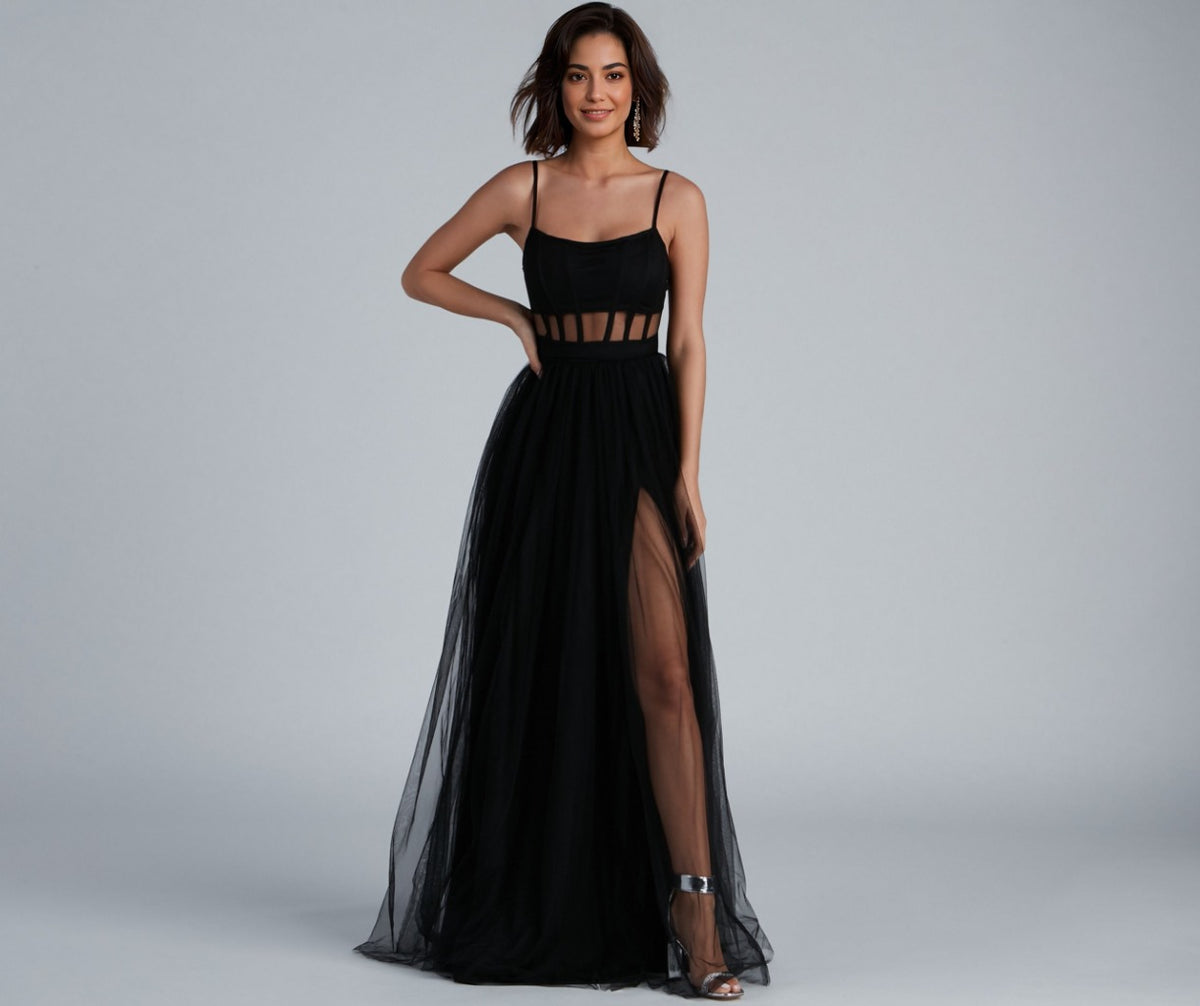 Kim Mesh Corset Tulle Formal Dress