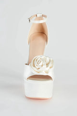 Fashion Strut Satin Rose Platform Heels