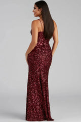 Formal One-Shoulder Sequin Dress