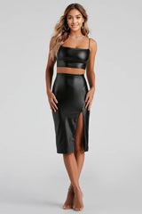 Sleek Stunner High-Slit Midi Skirt