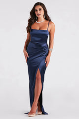 Mayra Formal Satin Slit Long Dress