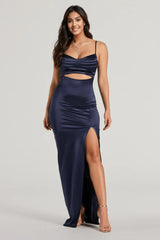 Kyla Cutout High Slit Satin Formal Dress