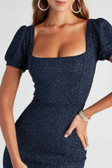 Sophie Glitter Knit Mermaid Dress Navy