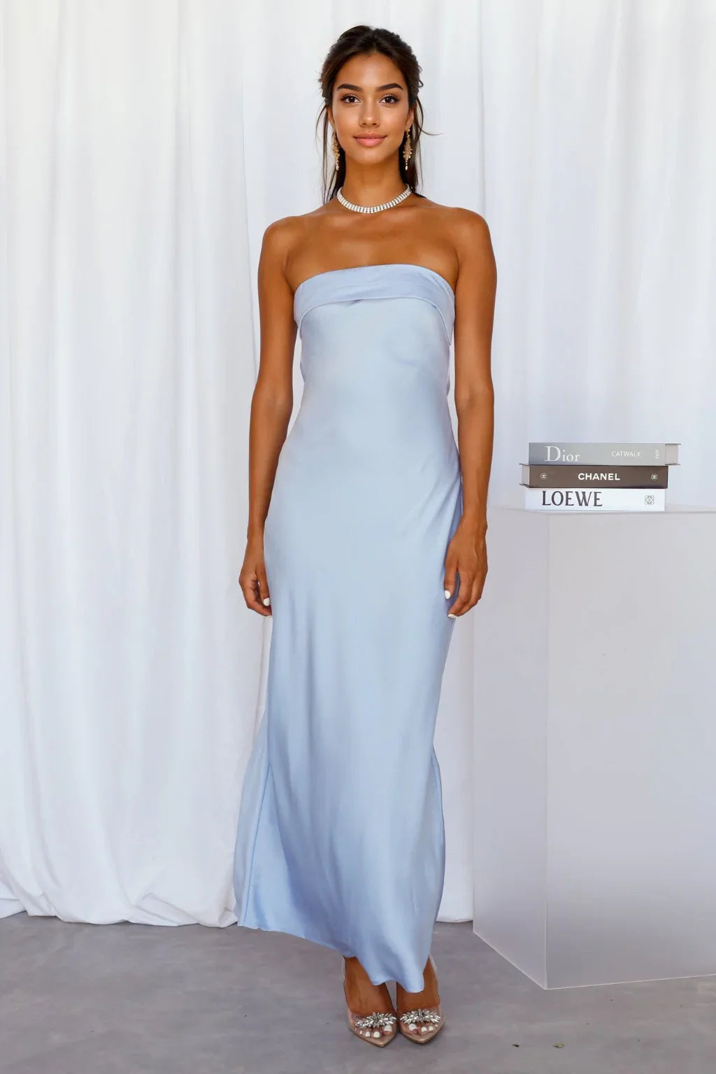 Coolness Calling Satin Maxi Dress Blue