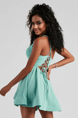 Isabella Lace-Up Back Skater Dress