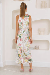 Switch Me Satin Maxi Dress Sage Floral