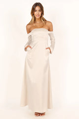 Gigi Off Shoulder Maxi Dress - Cream