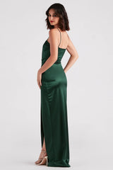 Mayra Formal Satin Slit Long Dress