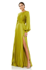 Long Sleeve Formal Pleated Dress