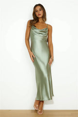 Lavish Love Satin Maxi Dress Green