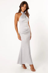 Mila Halterneck Maxi Dress - Steel