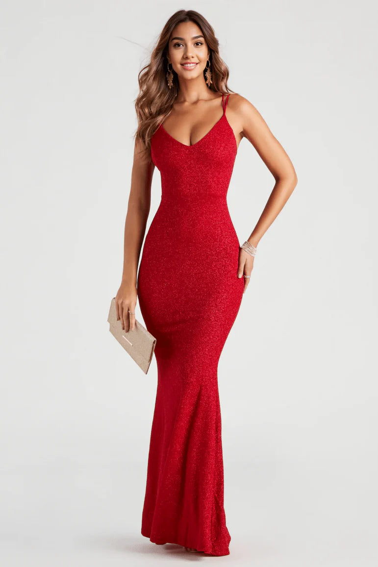 Rachel Formal Glitter Lace-Up Dress