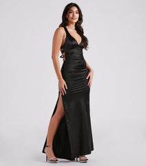 Sam Formal Satin Open Back Dress