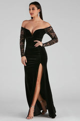 Larsa Formal Velvet And Lace Mermaid Dress