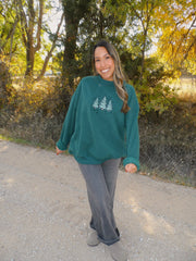 Winter Green Christmas Tree Embroider Sweatshirt