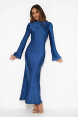 Royal Wedding Satin Maxi Dress Blue