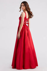 Satin Lace-Up A-Line Ball Gown