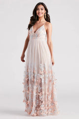 Parker Formal Butterfly Embroidered A-Line Dress