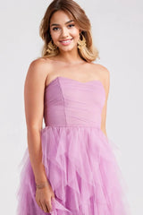 Strapless Ruffled Mesh Formal Dress