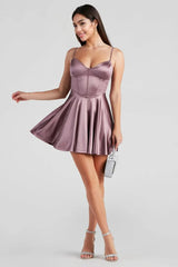 Flirty Feels Satin Skater Dress