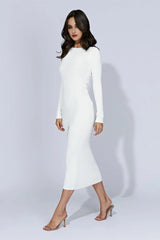 Rowen Long Sleeve Midi Dress - White