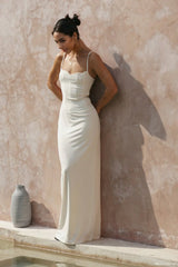 Lace Trim Maxi Dress - Bone