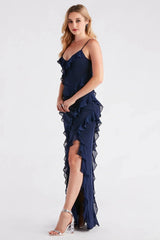 Melrose Formal Mesh Ruffle Mermaid Dress