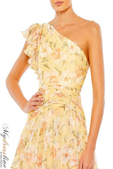 Long Formal One Shoulder Print Gown