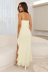 Fresh Scent Frill Maxi Dress Yellow