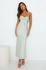 Magic In Her Vibe Satin Maxi Dress Sage