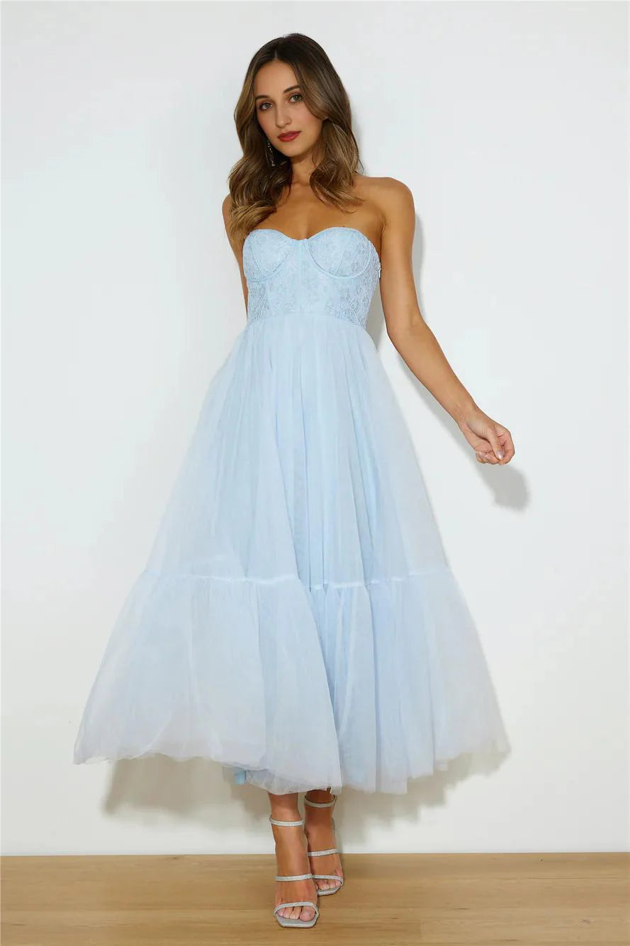 Royal Treasure Tulle Maxi Dress Blue