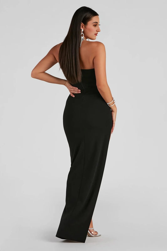 Frankie Formal Crepe Slit Dress