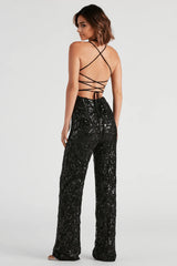 Radiate In Sequins Lace-Up Jumpsuit