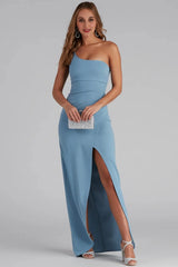 Iris One-Shoulder Crepe Dress